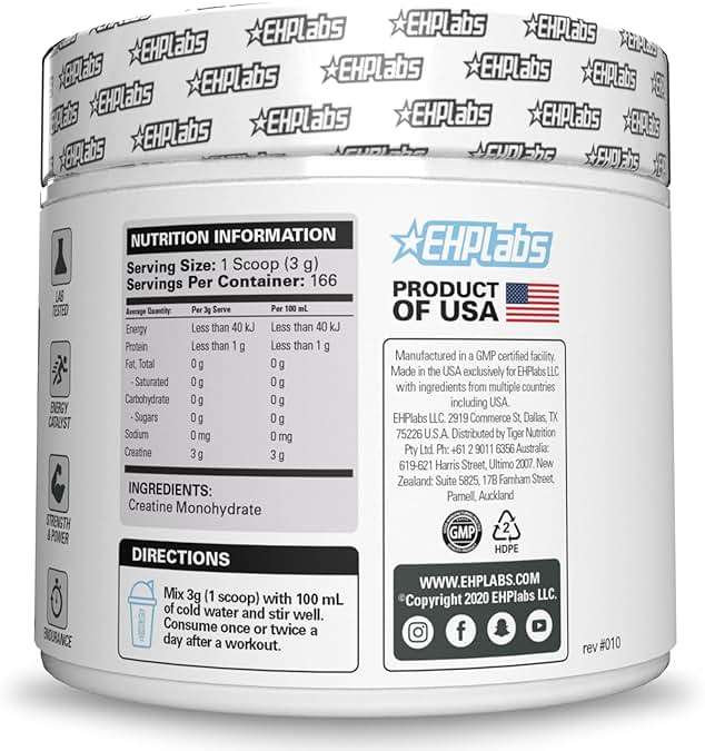EHP Labs CREA-8 Micronized Creatine Monohydrate Powder - Unflavored Creatine Powder for Muscle Growth, Increased Strength, Enhanced Energy Output and Improved Performance - 100 Servings (500g) - Image 8