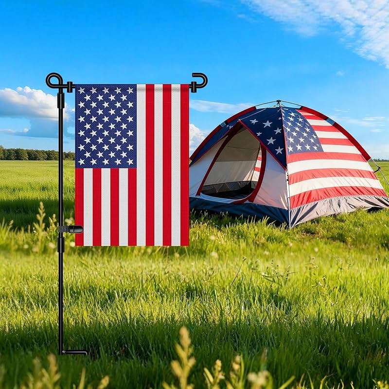 HOOSUN Garden Flag Stand,Premium Garden Flag Holder Pole Metal Powder-Coated Weather-Proof Paint with Graden Flag Clip and Spring Stoppers Without Flag Garden Decorations - Image 2