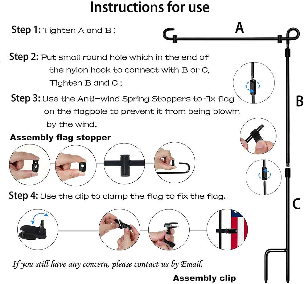 HOOSUN Garden Flag Stand,Premium Garden Flag Holder Pole Metal Powder-Coated Weather-Proof Paint with Graden Flag Clip and Spring Stoppers Without Flag Garden Decorations - Image 9