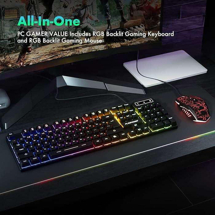FLAGPOWER RGB Gaming Keyboard and Breathing Mouse Combo, Adjustable Breathing Backlit Mechanical Feeling Keyboard with 4 Colors 4800DPI Backlight Mouse for PC Laptop Computer Game and Work - Image 6