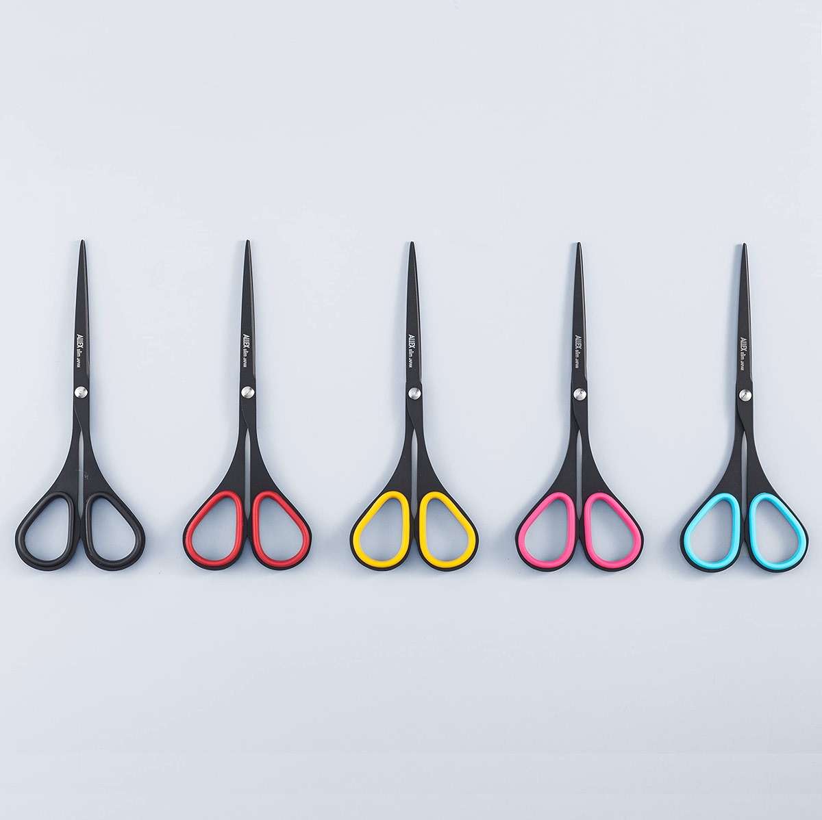 ALLEX Small Black Scissors for Office 5.5" [Non-Stick], All Purpose Slim & Thin Low Profile Scissors, Made in JAPAN, All Metal Japanese Stainless Steel Blade with Non-Slip Soft Ring, Black - Image 2