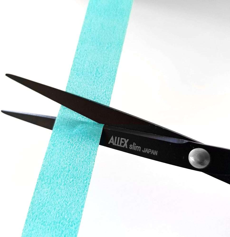 ALLEX Small Black Scissors for Office 5.5" [Non-Stick], All Purpose Slim & Thin Low Profile Scissors, Made in JAPAN, All Metal Japanese Stainless Steel Blade with Non-Slip Soft Ring, Black - Image 4