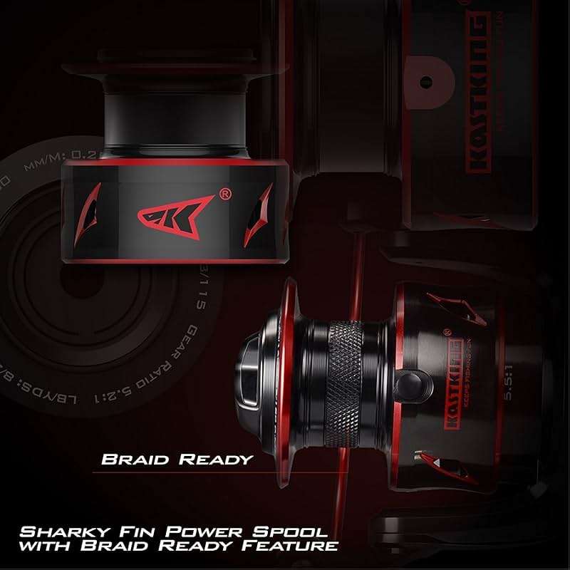KastKing Sharky Baitfeeder III Spinning Reel 10+1 Shielded Stainless Steel BB - Carbon Fiber Drag for Live Liner Bait Fishing Action - Image 4
