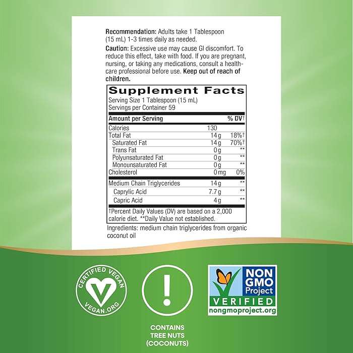 Nature's Way Organic MCT Oil, Brain and Body Fuel*, Liquid Coconut MCT Oil with C8 Caprylic & C10 Capric Acids, 14 g Medium Chain Triglycerides per Serving, Keto & Paleo Certified, Non-GMO, 30 Fl Oz - Image 4