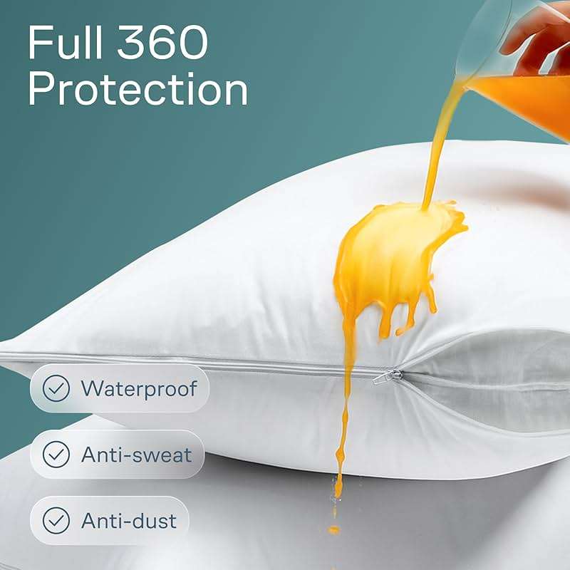 Niagara 4 Pack Waterproof Pillow Protectors Standard 20x26 Inches Smooth Zipper Premium Encasement Covers Quiet Cases Set White - Image 2