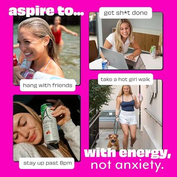 ASPIRE® Raspberry Acai, Healthy Energy Drink 80mg Natural Caffeine, Zero Sugar No Carbs Keto Friendly, 12 Pack Green Tea Sugar Free Drink Low Caffeine Zero Calorie - Image 5