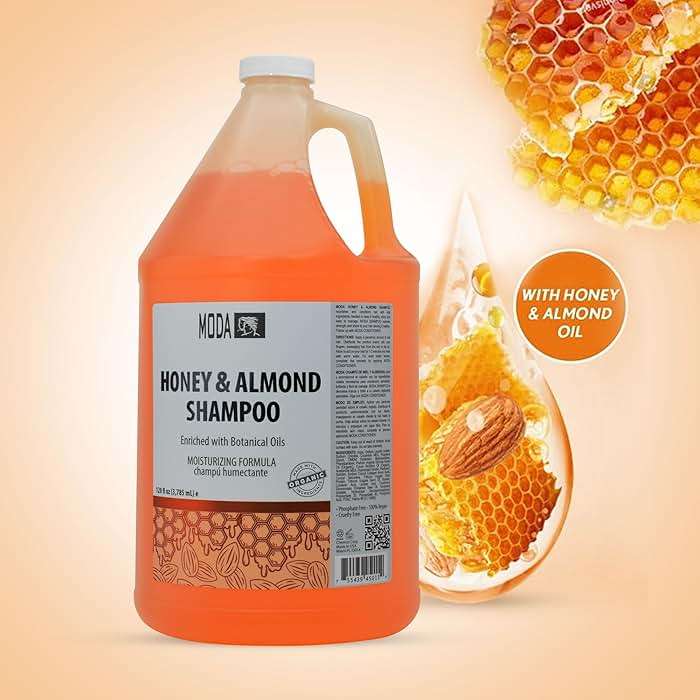 MODA Shampoo - Moisturizing Shampoo for All Hair Types - 128Oz, Professional - Deeply Cleanses and Conditions, Strengthens, Restores and Shine your Hair (Honey Almond) - Image 2