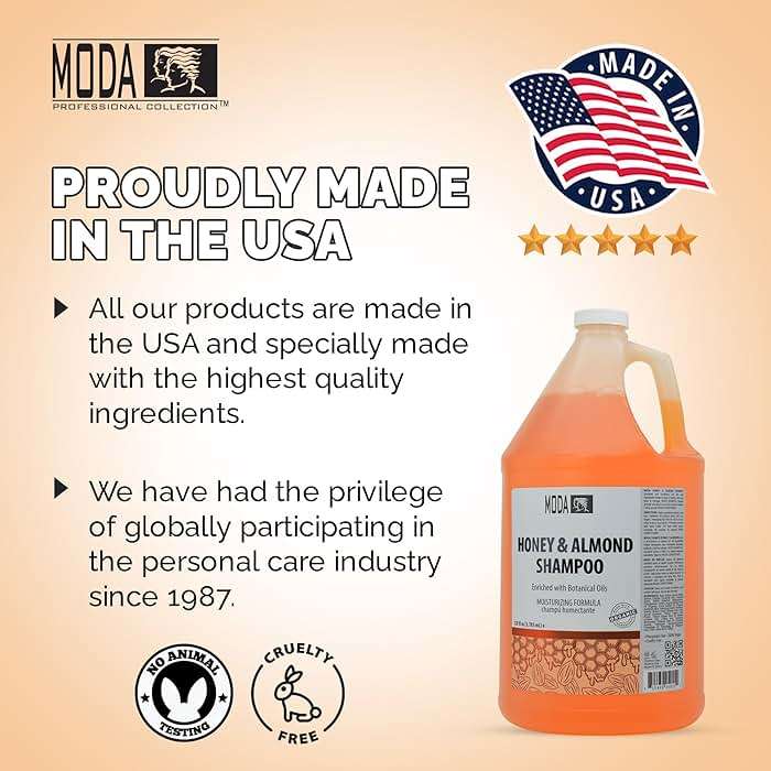 MODA Shampoo - Moisturizing Shampoo for All Hair Types - 128Oz, Professional - Deeply Cleanses and Conditions, Strengthens, Restores and Shine your Hair (Honey Almond) - Image 7