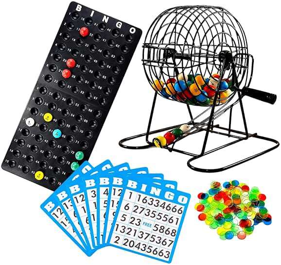 Regal Games Deluxe Bingo Game Set with Cage, Board, Balls, 18 Cards, and Chips - Image 1