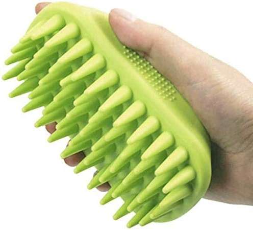 Pet Silicone Shampoo Brush for Long & Short Hair Medium Large Pets Dogs Cats,Shower Wash Curry Brush,Dog hair Products Accessories Dog Back Massage for Long & Short Hair Small Large Pets Dogs(Green) - Image 1