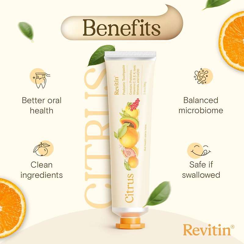 Revitin Toothpaste | Fluoride-Free Prebiotic Citrus Tooth Gel | No SLS, Gluten Free, Dye Free, GMO Free, No Sweeteners | Non-Toxic, Kid Approved - Image 2