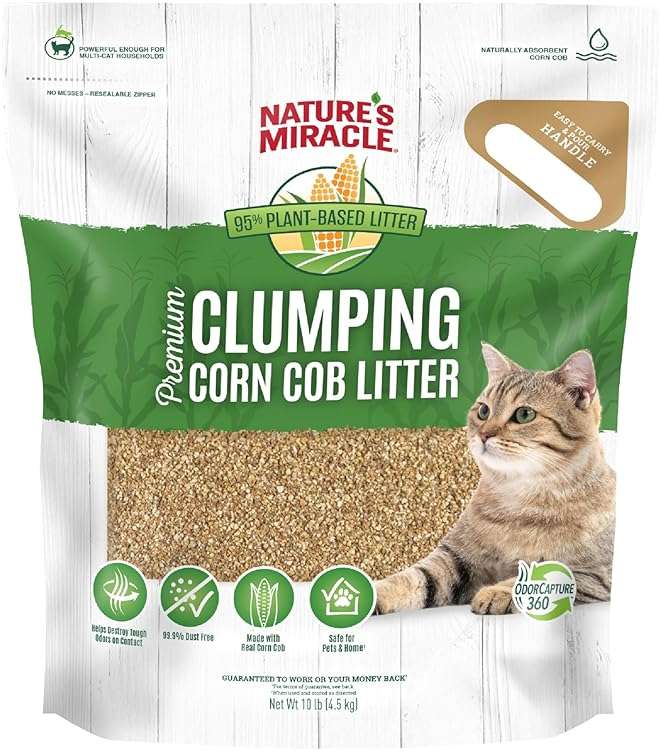 Nature’s Miracle Premium Clumping Corn Cob Litter, 10 Pounds, Made With Real Corn Cob For Fast-Clumping Litter For Multi-Cat Households - Image 1