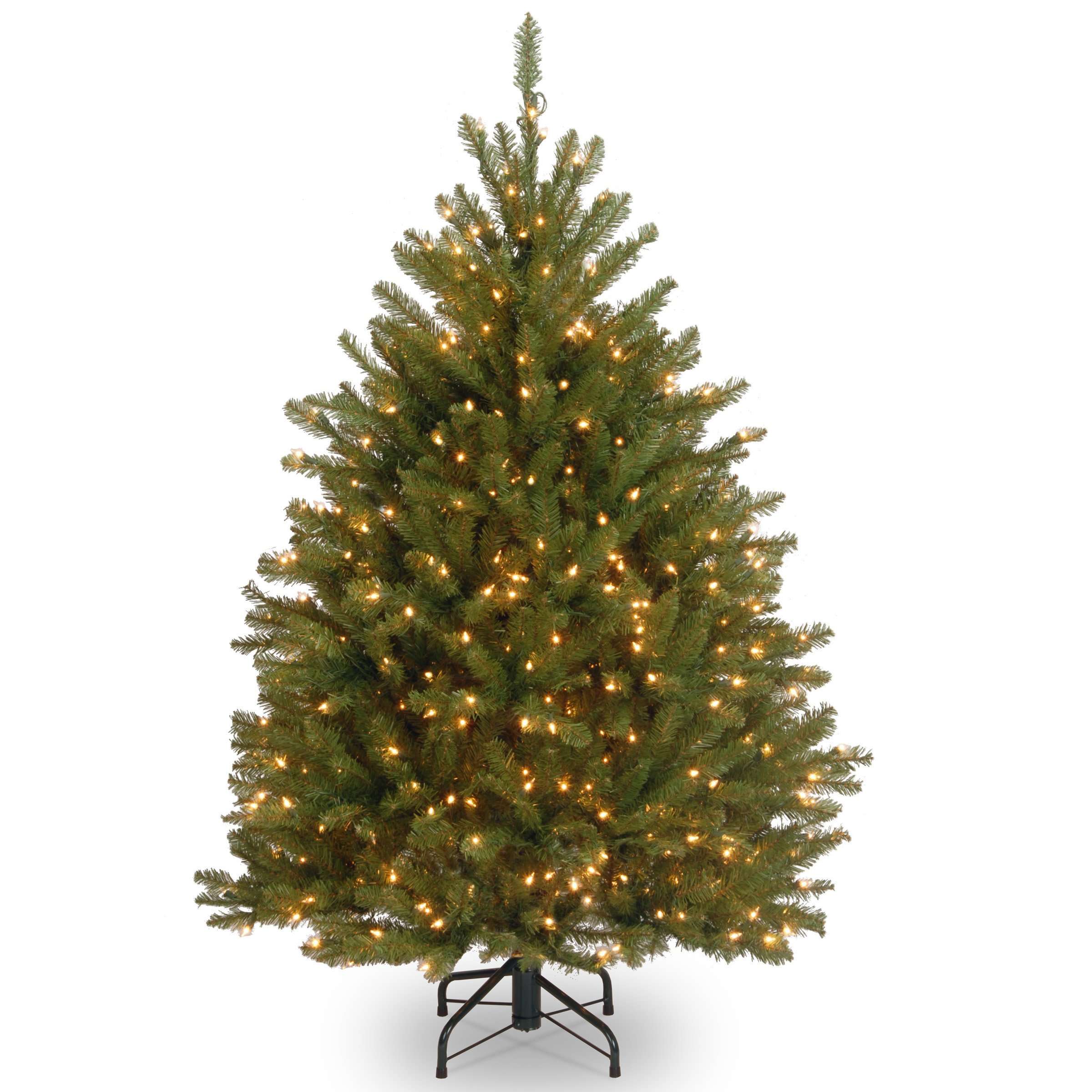 National Tree Company 4 ft Pre-Lit Dunhill Fir Mini Artificial Christmas Tree, 200 Warm White LED Lights, 559 Tips, Includes Stand, Green - Image 1