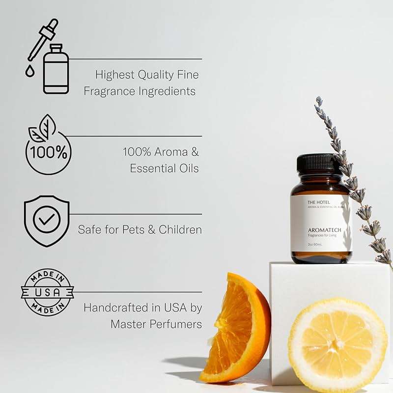 AromaTech The Hotel Aroma Essential Oil Blend: Luxury Hotel Inspired Aromatherapy with Lemon, Lavender, Peach & Pine for Ultrasonic Diffusers & Nebulizers (120 mL, The Hotel) - Image 3