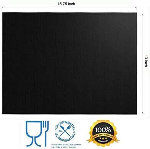 RENOOK Grill Mat Set of 6-100% Non-Stick Reusable Mats for Gas, Charcoal or Electric Grills - Easy to Clean - 15.75 x 13-Inch, Black - Image 2