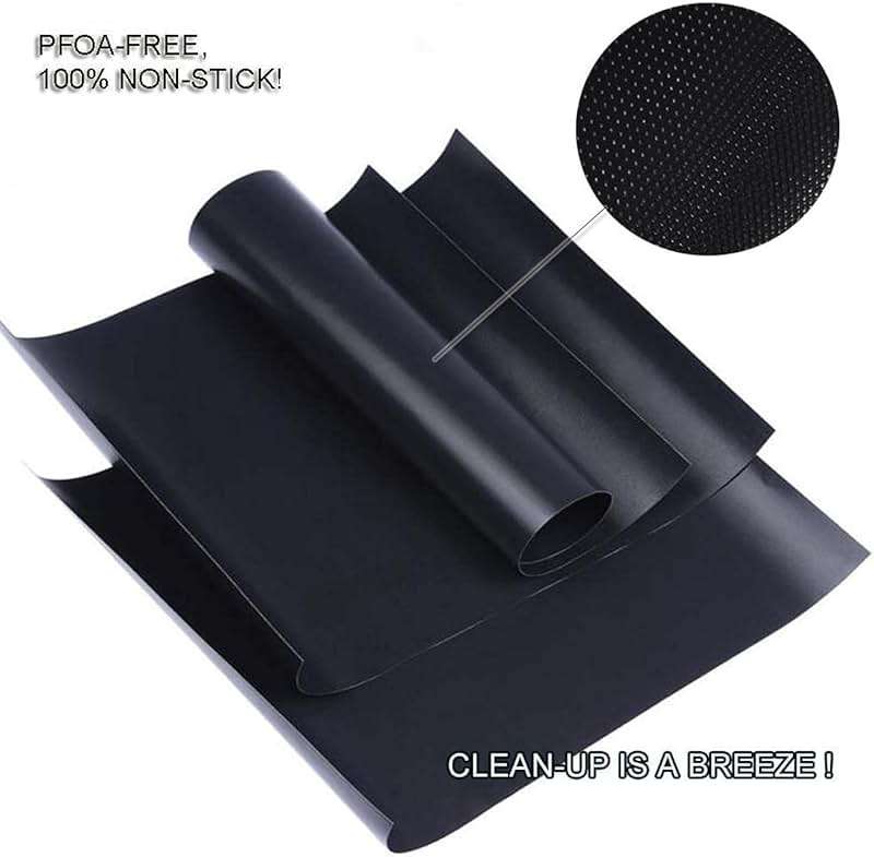 RENOOK Grill Mat Set of 6-100% Non-Stick Reusable Mats for Gas, Charcoal or Electric Grills - Easy to Clean - 15.75 x 13-Inch, Black - Image 4