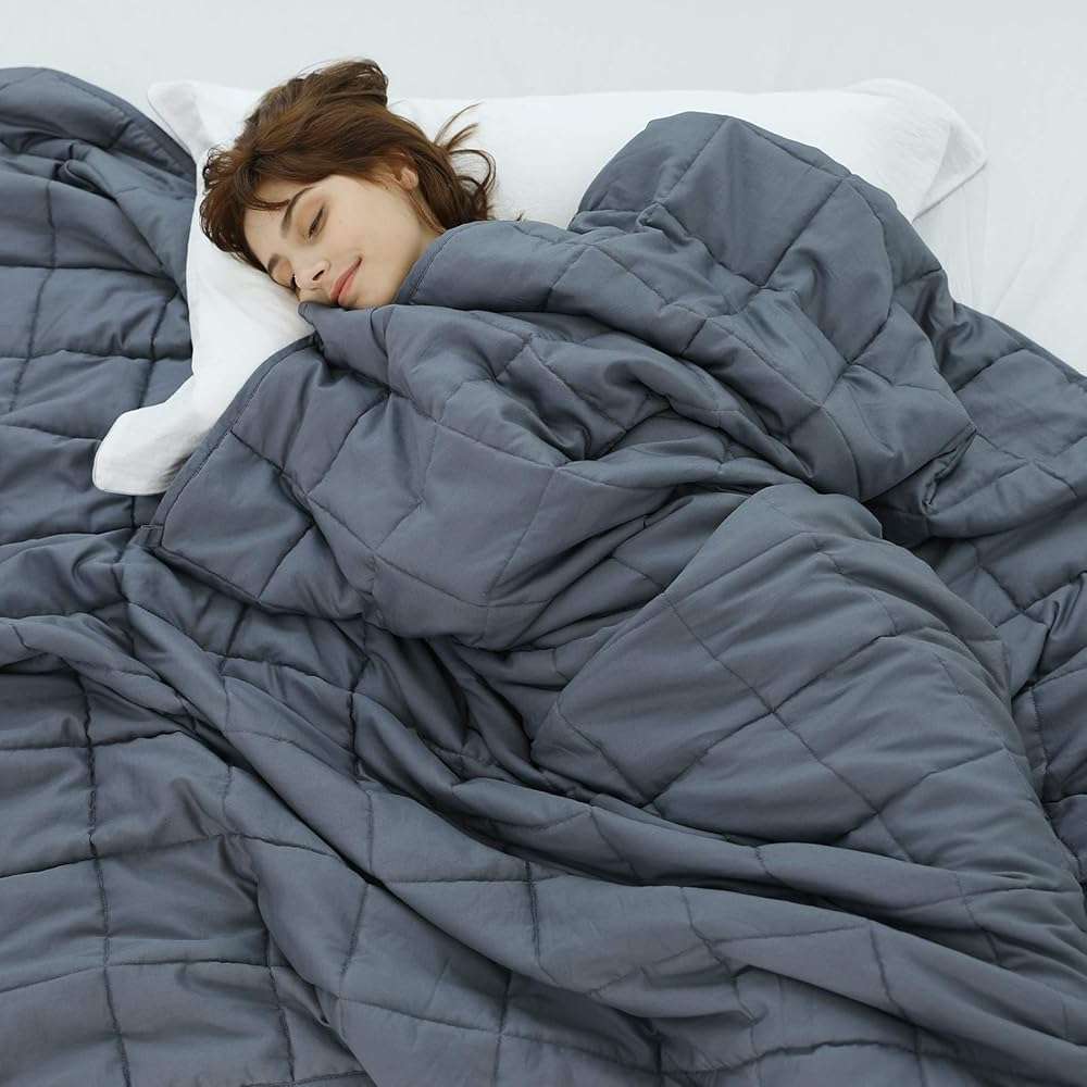 Weighted Idea Weighted Blanket for Adults (Dark Grey,48"x72",15lbs) Cooling Breathable Heavy Blanket with Premium Glass Beads All-Season Soft Thick Blanket - Image 7