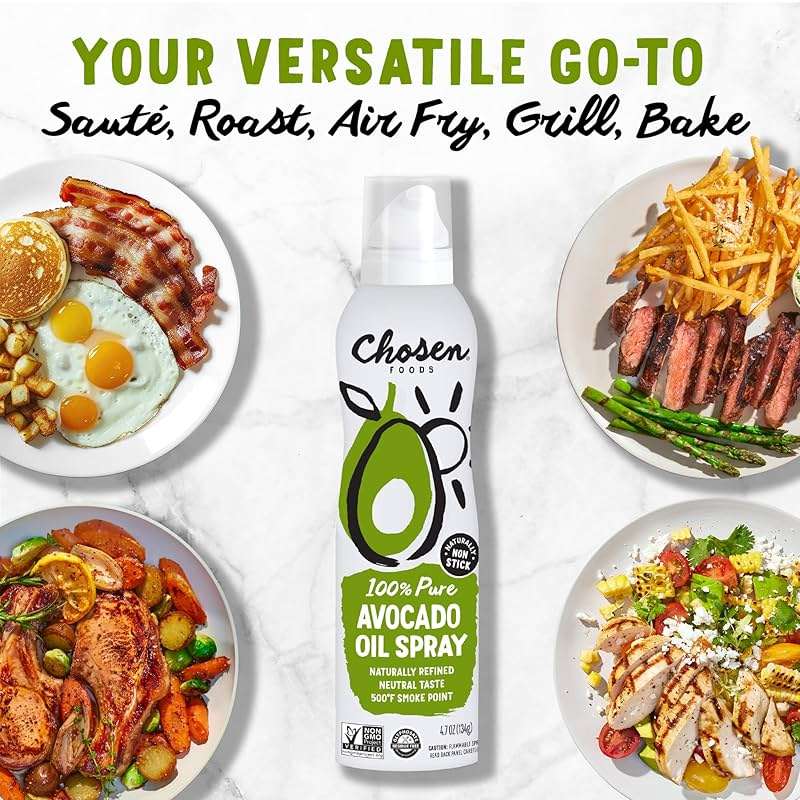 Chosen Foods 100% Pure Avocado Oil Spray 4.7 oz. (6 Pack), Non-GMO, 500° F Smoke Point, Propellant-Free, Air Pressure Only for High-Heat Cooking, Baking and Frying - Image 6