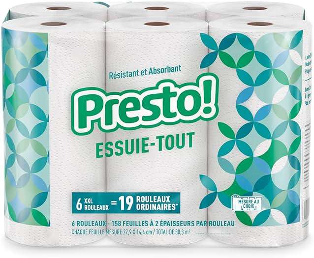 Amazon Brand - Presto! Ultra-Strong Premium Paper Towels, 158 Sheet Huge Roll - Flex-a-Size, 12 Rolls (2 Packs of 6), Equivalent to 38 Regular Rolls, White - Image 4