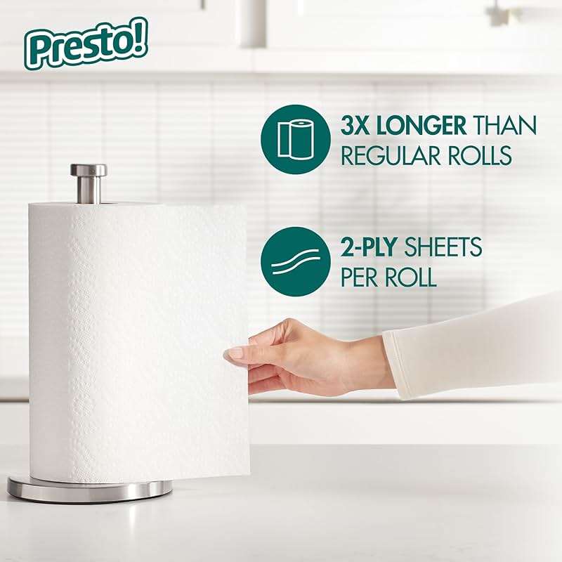 Amazon Brand - Presto! Ultra-Strong Premium Paper Towels, 158 Sheet Huge Roll - Flex-a-Size, 12 Rolls (2 Packs of 6), Equivalent to 38 Regular Rolls, White - Image 5