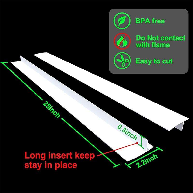 Silicone Stove Counter Gap Cover Kitchen Counter Gap Filler by Kindga 25" Long Gap Filler Sealing Spills Between Kitchen Appliances Washing Machine and Stovetop, Set of 2 (White) - Image 3