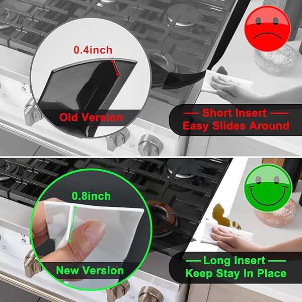 Silicone Stove Counter Gap Cover Kitchen Counter Gap Filler by Kindga 25" Long Gap Filler Sealing Spills Between Kitchen Appliances Washing Machine and Stovetop, Set of 2 (White) - Image 4