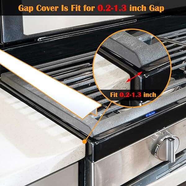 Silicone Stove Counter Gap Cover Kitchen Counter Gap Filler by Kindga 25" Long Gap Filler Sealing Spills Between Kitchen Appliances Washing Machine and Stovetop, Set of 2 (White) - Image 6