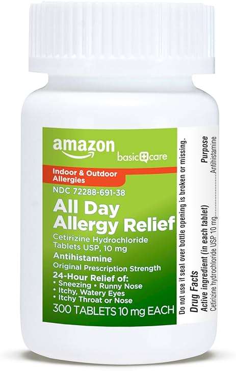 Amazon Basic Care 24 Hour Allergy Relief, Cetirizine Hydrochloride Tablets, 10 mg, 300 Count (Packaging may vary) - Image 6