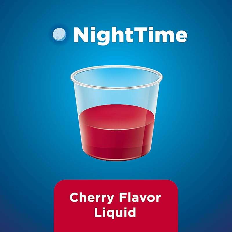 Amazon Basic Care Night Time Cold & Flu Liquid, Cherry, 12 Fl Oz (Pack of 1) - Image 5