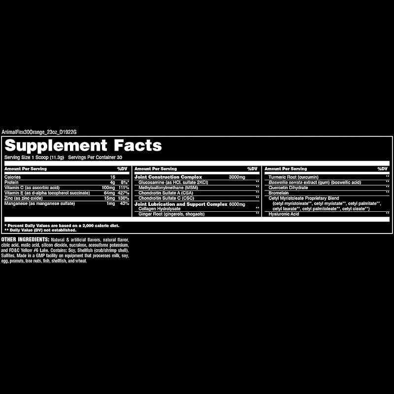 Animal Flex Powder - Joint Support Supplement for Pain Relief, Repair and Restore Muscles with Turmeric, Glucosamine, Chondroitin, MSM, Collagen and Boswellia, Great Tasting Orange Flavor, 30 Scoops - Image 2