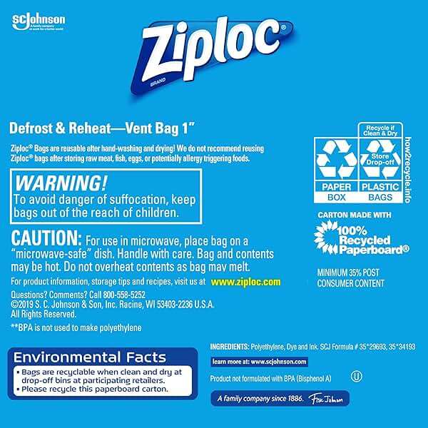 Ziploc Storage Bags with New Grip 'n Seal Technology, For Food, Sandwich, Organization and More, Gallon, 19 Count - Image 2