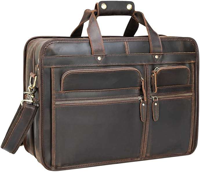 Polare Modern Messenger Bag with Retro Feel 17" Men’s Laptop Briefcase with Full Grain Leather and Premium YKK Zippers - Image 1