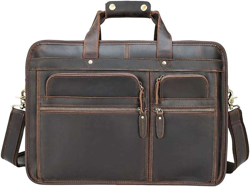 Polare Modern Messenger Bag with Retro Feel 17" Men’s Laptop Briefcase with Full Grain Leather and Premium YKK Zippers - Image 2