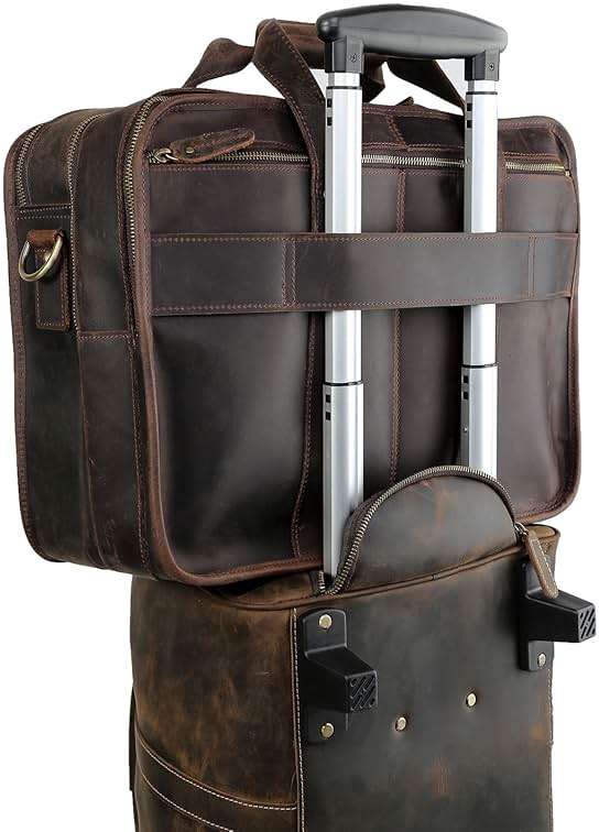 Polare Modern Messenger Bag with Retro Feel 17" Men’s Laptop Briefcase with Full Grain Leather and Premium YKK Zippers - Image 4