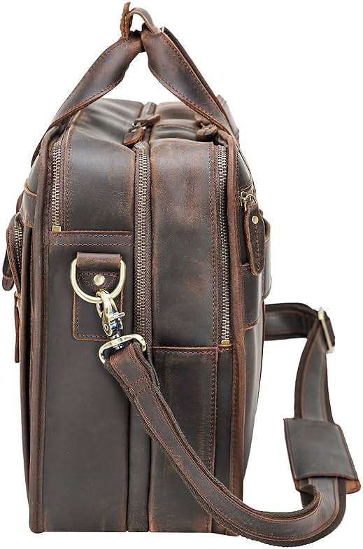 Polare Modern Messenger Bag with Retro Feel 17" Men’s Laptop Briefcase with Full Grain Leather and Premium YKK Zippers - Image 5