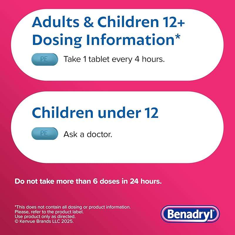 Benadryl Allergy Plus Congestion Ultratabs, Medicine with Diphenhydramine HCl Antihistamine & Phenylephrine HCl Nasal Decongestant, Allergy & Sinus Congestion Relief Tablets, 24 ct - Image 4