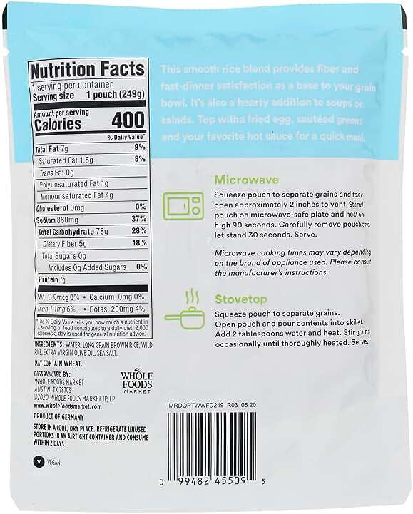 365 by Whole Foods Market, Long Grain Brown & Wild Rice, 8.8 Ounce, (Ready to Heat) - Image 2