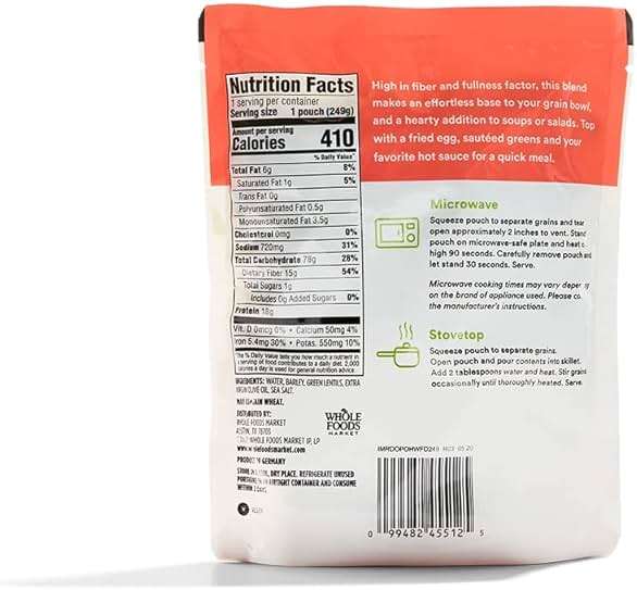 365 by Whole Foods Market, Barley & Green Lentils, Ready-to-Heat, 8.8 Ounce - Image 2