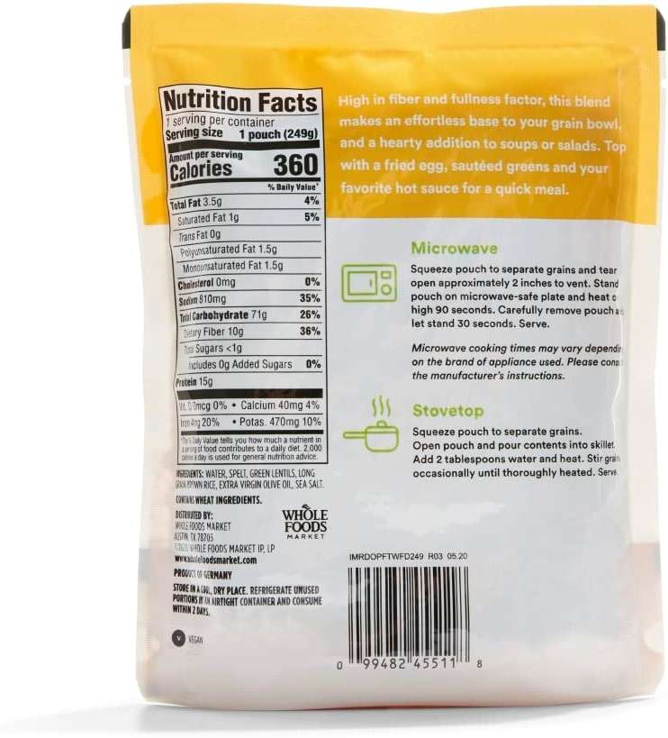 365 by Whole Foods Market, Spelt Green Lentils & Brown Rice, 8.8 Ounce - Image 2