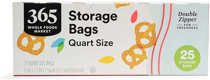 365 by Whole Foods Market, Quart Size Storage Bags, Double Zipper, 25 Count - Image 1