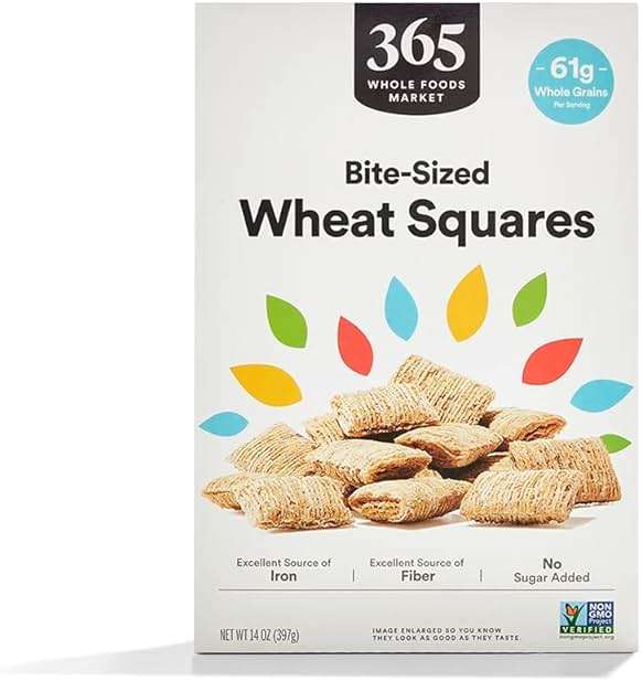 365 by Whole Foods Market, Bite Sized Wheat Squares Cereal, 14 Ounce - Image 1
