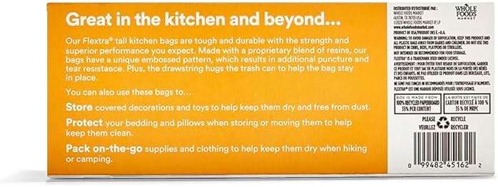 365 by Whole Foods Market, Flextra Strength Drawstring Tall Kitchen Trash Bags, 13 Gallon, 20 Count - Image 2