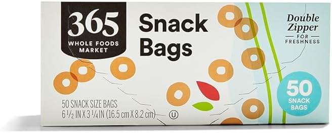 365 by Whole Foods Market, Snack Size Storage Bags, Double Zipper, 50 Count - Image 1