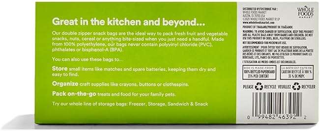 365 by Whole Foods Market, Snack Size Storage Bags, Double Zipper, 50 Count - Image 2