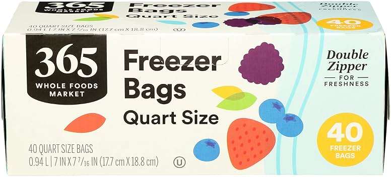365 by Whole Foods Market, Quart Size Freezer Bags, Double Zipper, 40 Count - Image 1