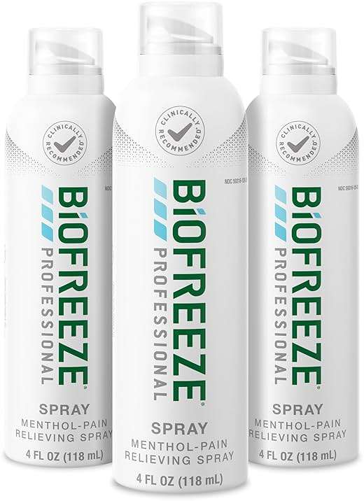 Biofreeze Professional Pain Relief Spray for Knee, Neck, Hip, Joint, Shoulder, & Simple Backache, Arthritis Pain Reliever, Sore Muscle Relief, Colorless Menthol Spray 4 Fl Oz (Pack of 3) - Image 1