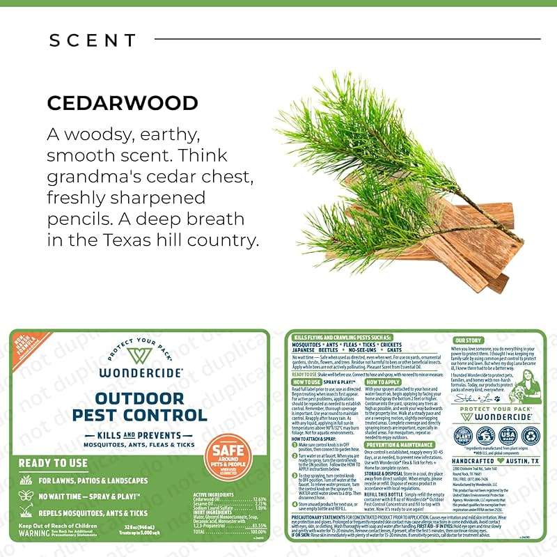 Wondercide - Outdoor Pest Control Spray with Natural Essential Oils - Mosquito, Ant, Insect Repellent, Treatment, Killer - Safe Around Pets Kids 32 oz - Image 7