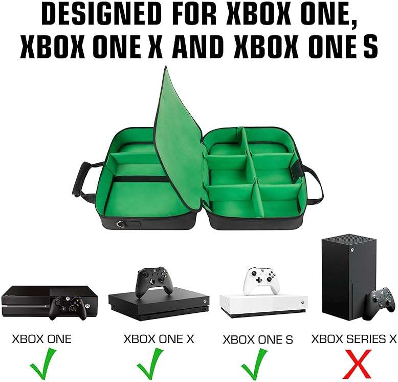 USA Gear Console Carrying Case Fits Xbox One, Series S, Xbox 360 - Travel Case with Water Resistant Exterior, Customizable Accessory Storage for Controllers, Power Cables Gaming Headset & more - Image 2