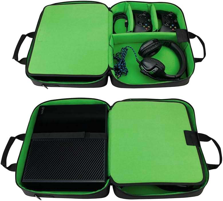 USA Gear Console Carrying Case Fits Xbox One, Series S, Xbox 360 - Travel Case with Water Resistant Exterior, Customizable Accessory Storage for Controllers, Power Cables Gaming Headset & more - Image 3