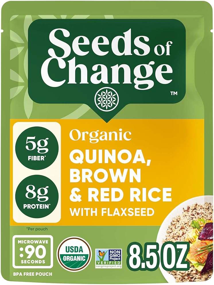 SEEDS OF CHANGE Organic Quinoa, Brown & Red Rice with Flaxseed, Organic Food, 8.5 OZ Pouch (Pack of 12) - Image 3